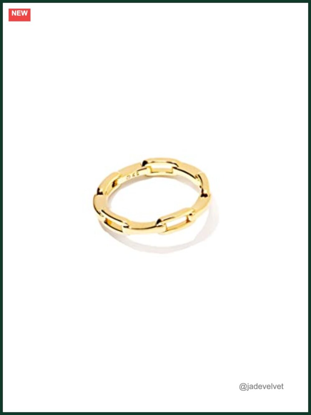 14k Yellow Gold Over Brass Chain-Link Band Ring Stacking Design